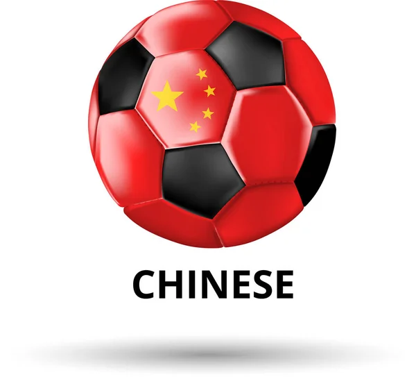 国旗の色でのサッカー ボールを持って中国語のカード. — ストックベクタ