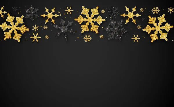Weihnachten, Neujahr oder Winterkarte mit glänzenden Schneeflocken. — Stockvektor