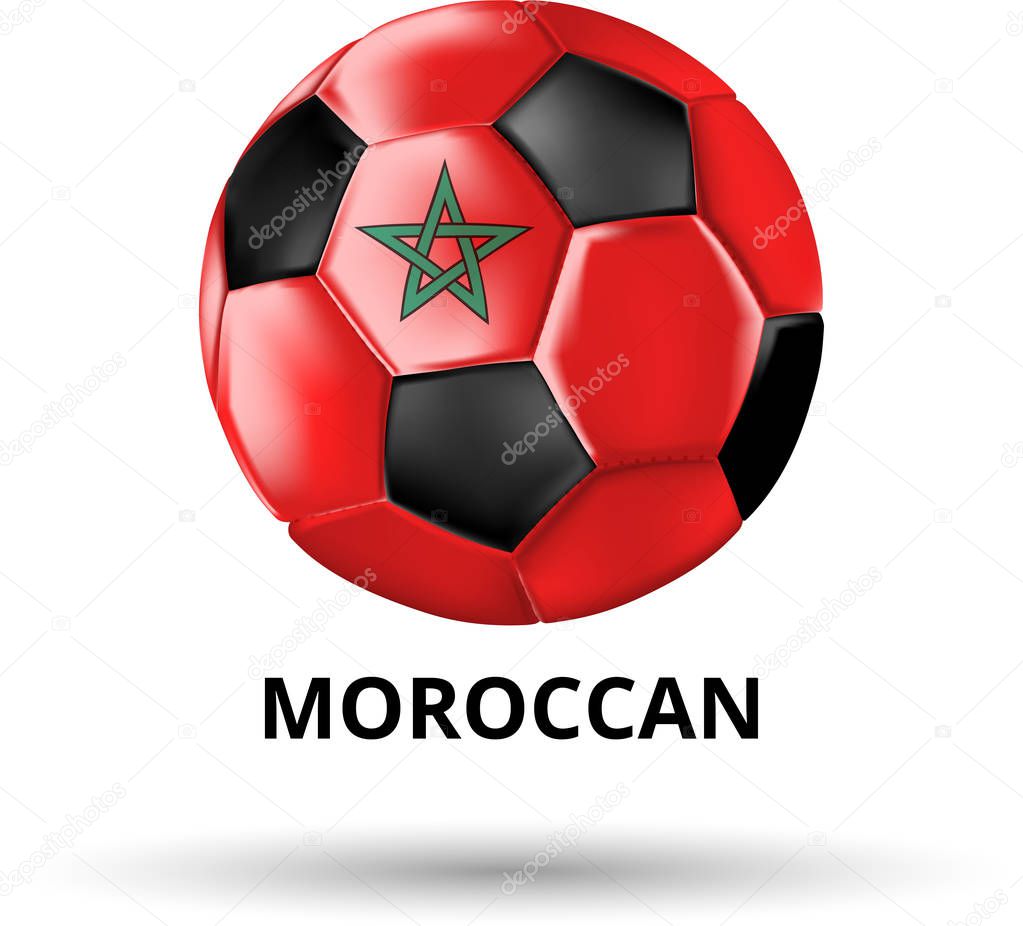 Moroccan card with soccer ball in colors of national flag.