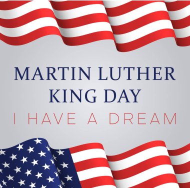 Abd'de Martin Luther King günü. Amerikan bayrağı ile beyaz afiş.