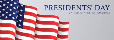 Abd'de Başkanlar Günü. Amerikan bayrağı ile beyaz afiş. 