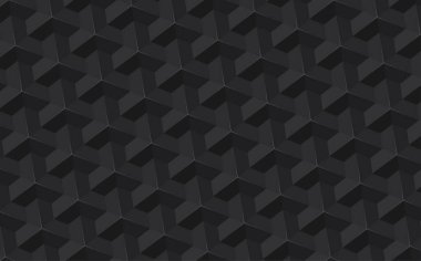 Black abstract background with geometric pattern with 3d effect.