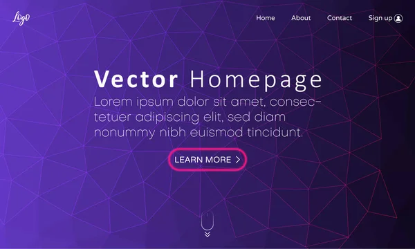 Paarse Web homepage sjabloon met knoppen en abstracte geometrische — Stockvector