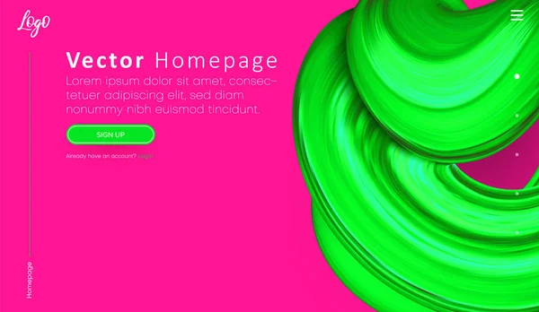 Plantilla de página web rosa con botones y pincel verde abstracto — Archivo Imágenes Vectoriales