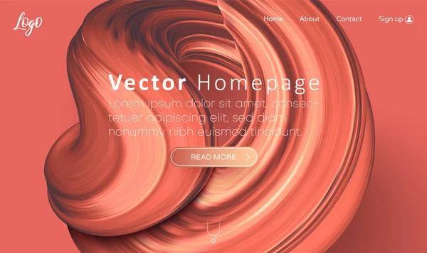 Roze Web homepage sjabloon met knoppen en abstracte koraal borstel — Stockvector