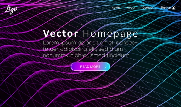 Web homepage sjabloon met knoppen en kleurrijke abstracte digitale — Stockvector