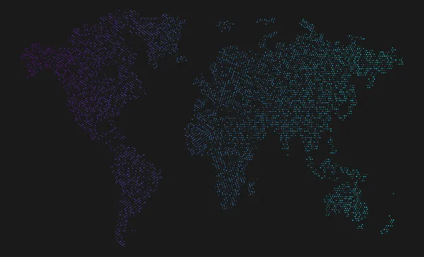 Czarna abstrakcyjna mapa świata. Błyszczący szablon plakatu cyfrowego. — Wektor stockowy
