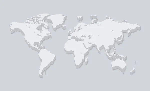 Soyut dünya haritası. Beyaz 3d siluet. — Stok Vektör