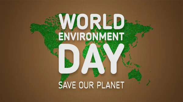 World environment day. Poster with green abstract world map. Eco