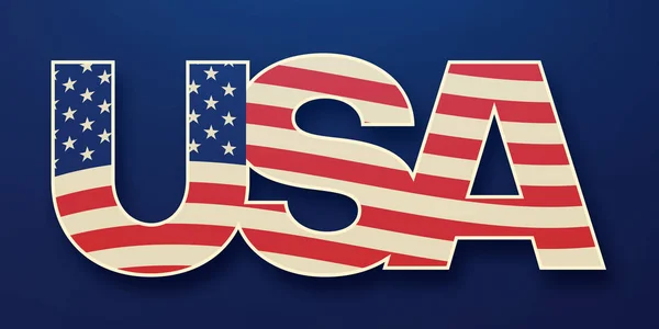 Американские буквы, окрашенные в американский флаг. Шаблон метки или метки . — стоковый вектор