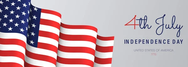 7月4日，乌萨独立日。白色背面的美国国旗 — 图库矢量图片