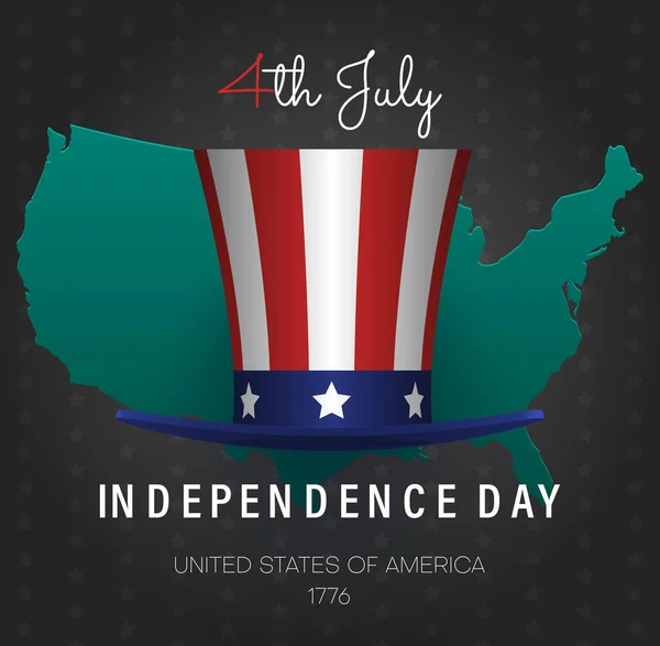미국 독립기념일, 7월 4일. 컬러 실린더 모자 — 스톡 벡터