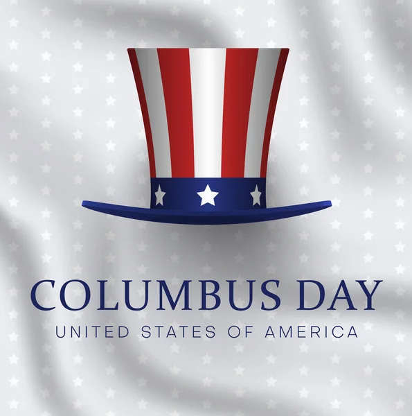 Día de Colón, 14 de octubre, en Estados Unidos. Cartel blanco con cilindro h — Vector de stock