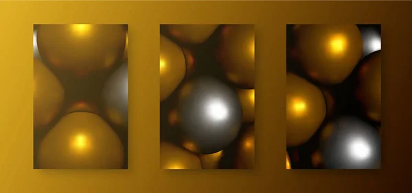 Creatieve abstracte achtergronden met gouden glanzende 3D-ballen. — Stockvector