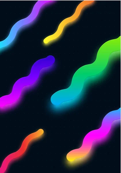 Fondo negro con patrón abstracto de espectro colorido de neón . — Vector de stock