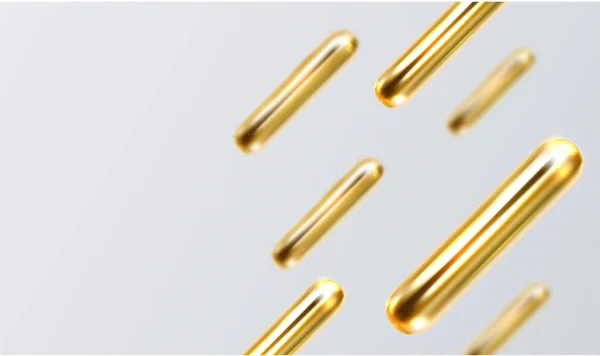 Fondo blanco con cilindros de oro brillante 3d o palos abstractos — Vector de stock
