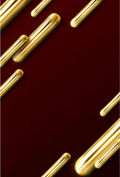 Красный фон с золотом блестящие 3d цилиндры или палочки абстрактные р — стоковый вектор