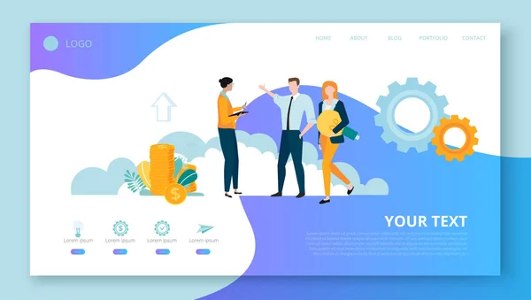 Landing page para site ou modelo de página web para projetos de negócios — Vetor de Stock