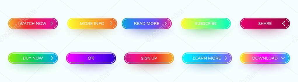 Set of isolated colorful spectrum web icons or buttons for websi