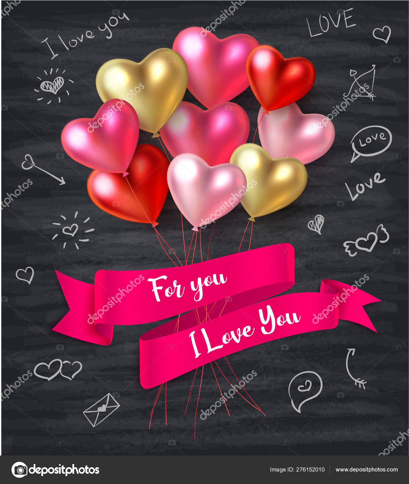 Feliz cartão de Dia de São Valentim com buquê de forma de coração ballo  imagem vetorial de Svetlaboro© 276152010
