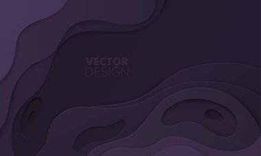 Purple abstract background with multi-layered papercut shapes. clipart