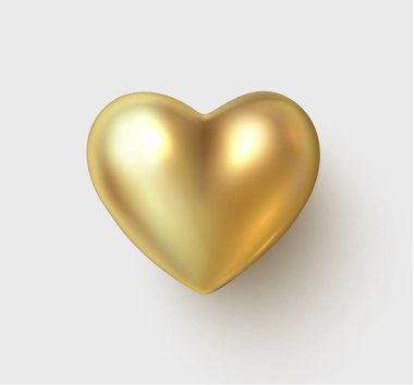 Altın 3d kalp St Valentine's D için beyaz arka plan izole