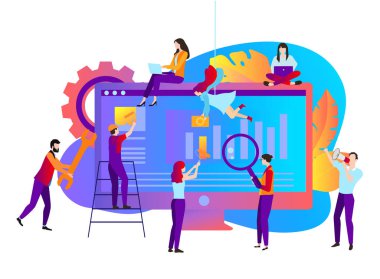 Web geliştirme. Bilgisayar ve web oluşturan kişilerle şablon oluşturma