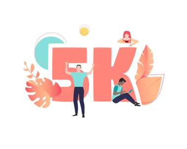 5k seviyor, takipçileri, numara ve ile online sosyal medya afiş 