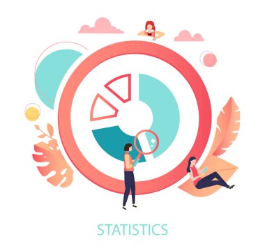 Grafik veya grafik ve peop ile Mercan yuvarlak İstatistikler işareti veya simgesi
