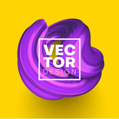 Yellow creative background with abstract purple brushstroke desi