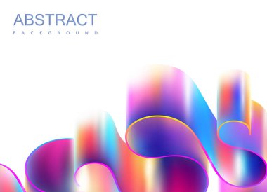 White abstract background with colorful glossy pattern. 