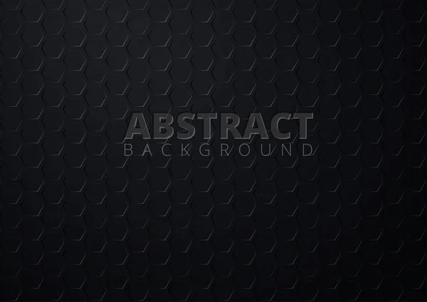 Black abstract background with hexagons pattern. Metal or carbon — Stock Vector