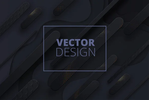 Black abstract background with frame and geometric pattern. — Stockový vektor