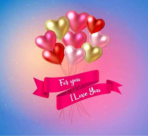 Happy St Walentynki karty okolicznościowe z kolorowymi 3D serce s — Wektor stockowy