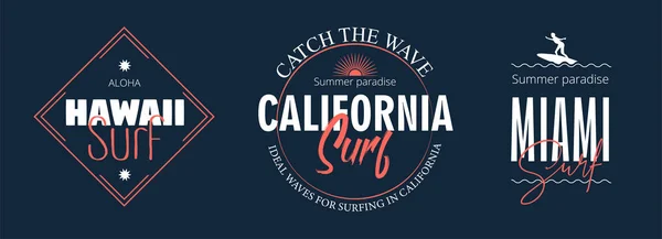 Set de etiquetas o estampados de camiseta con inscripción, diseño de verano — Archivo Imágenes Vectoriales