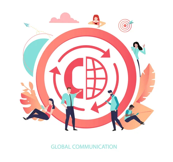 Globalna komunikacja i technologie cyfrowe. Koral znak lub IC — Wektor stockowy