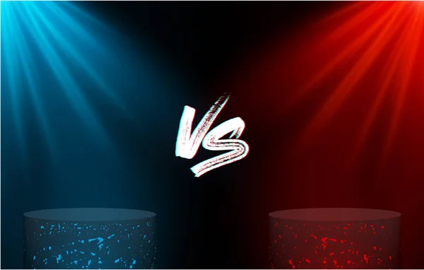 Versus - confrontación, fondo rojo y azul con mármol vacío — Vector de stock