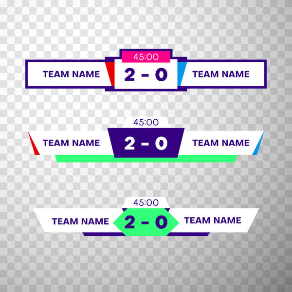 Scoreboard templates with team name, score and game timer for sp