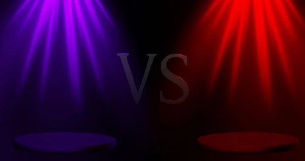 Versus - Konfrontation, roter und lila Hintergrund mit leerem sta — Stockvektor