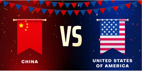EUA VS China: apresentação de equipes para jogos esportivos, competições — Vetor de Stock