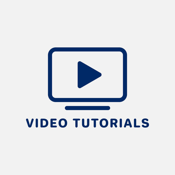 Video tutorials blue icon. Online training, distance and e-learn