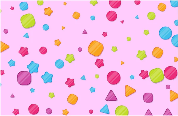 Roze achtergrond met kleurrijke confetti. Ontwerp voor kinderen in Carto — Stockvector