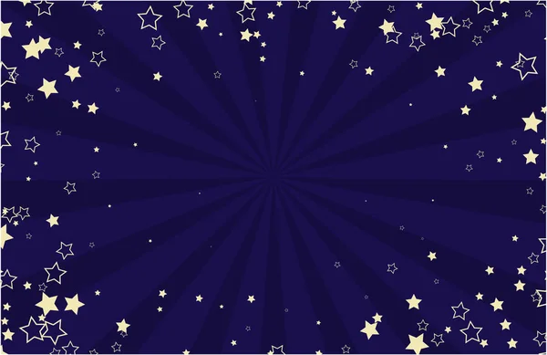 Fondo festivo púrpura con estrellas amarillas confeti . — Vector de stock