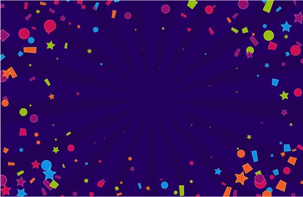 Fond festif violet avec confettis en papier coloré . — Image vectorielle