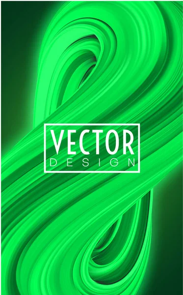 Affiche créative verte avec design abstrait brushstroke . — Image vectorielle