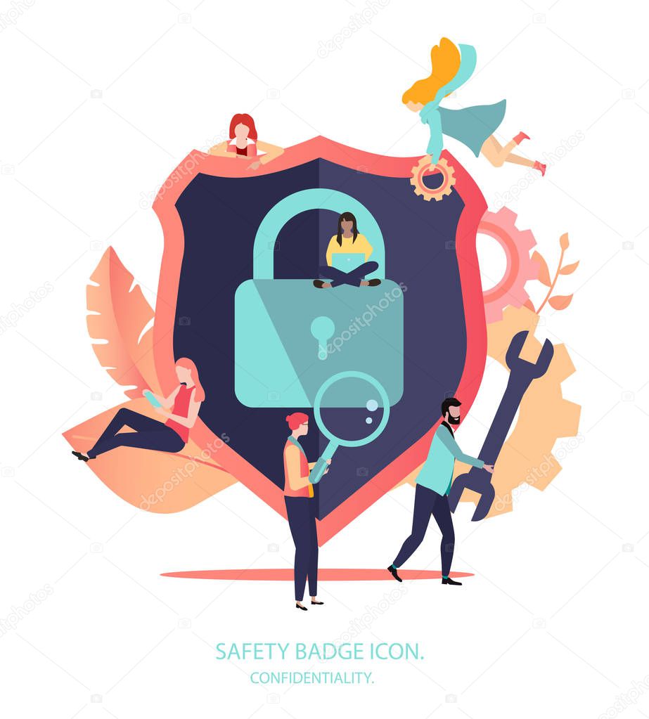 Safety badge icon. Confidentiality, internet security, data prot