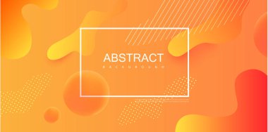 Beyaz çerçeve ve soyut geometrik patter ile turuncu arka plan