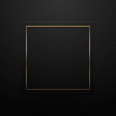 Altın kare çerçeveli siyah kağıt arka plan. 