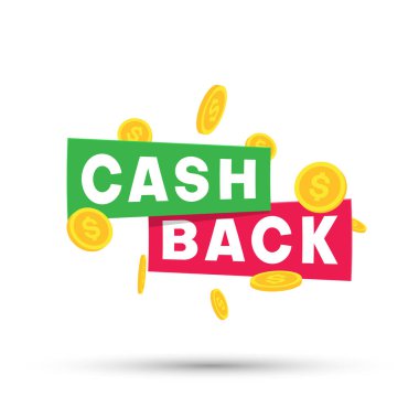 Altın dolar sikke ile Para cashback beyaz poster.