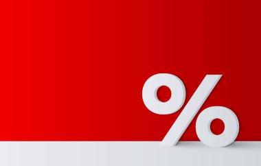 Satış veya indirim için beyaz yüzde işareti ile kırmızı arka plan. 
